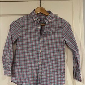 Vineyard Vines Boys Pink and Blue Plaid Shirt